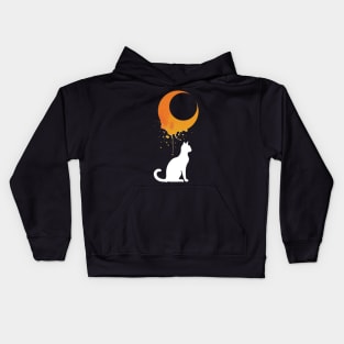 Cat against the moon Kids Hoodie